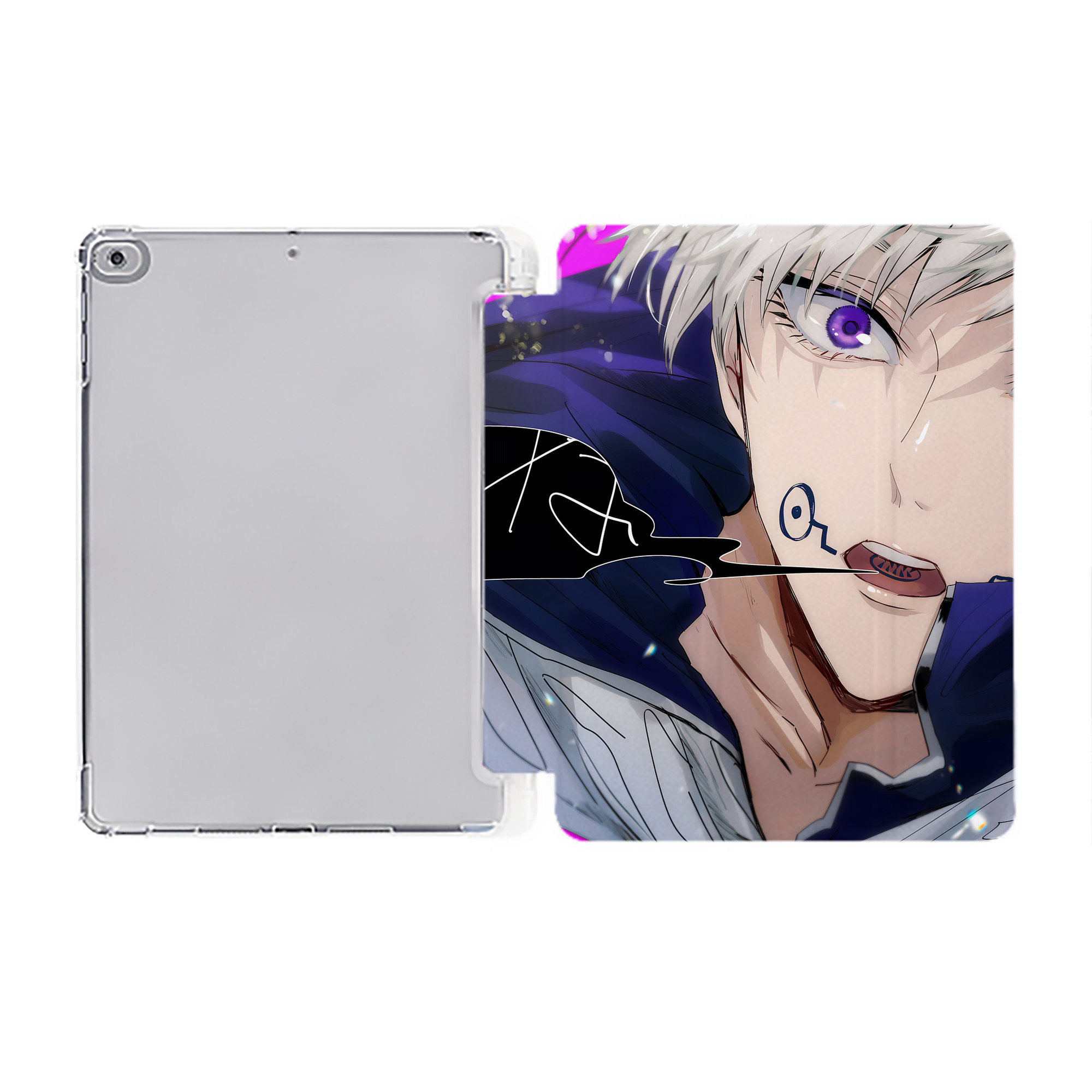 （画像用） 呪術廻戦 Jujutsu Kaisen IPad ケース ペン収納付き 三つ折りスタンド PUレザー×シリコン 対応機種9.5/10.5/10.9インチ